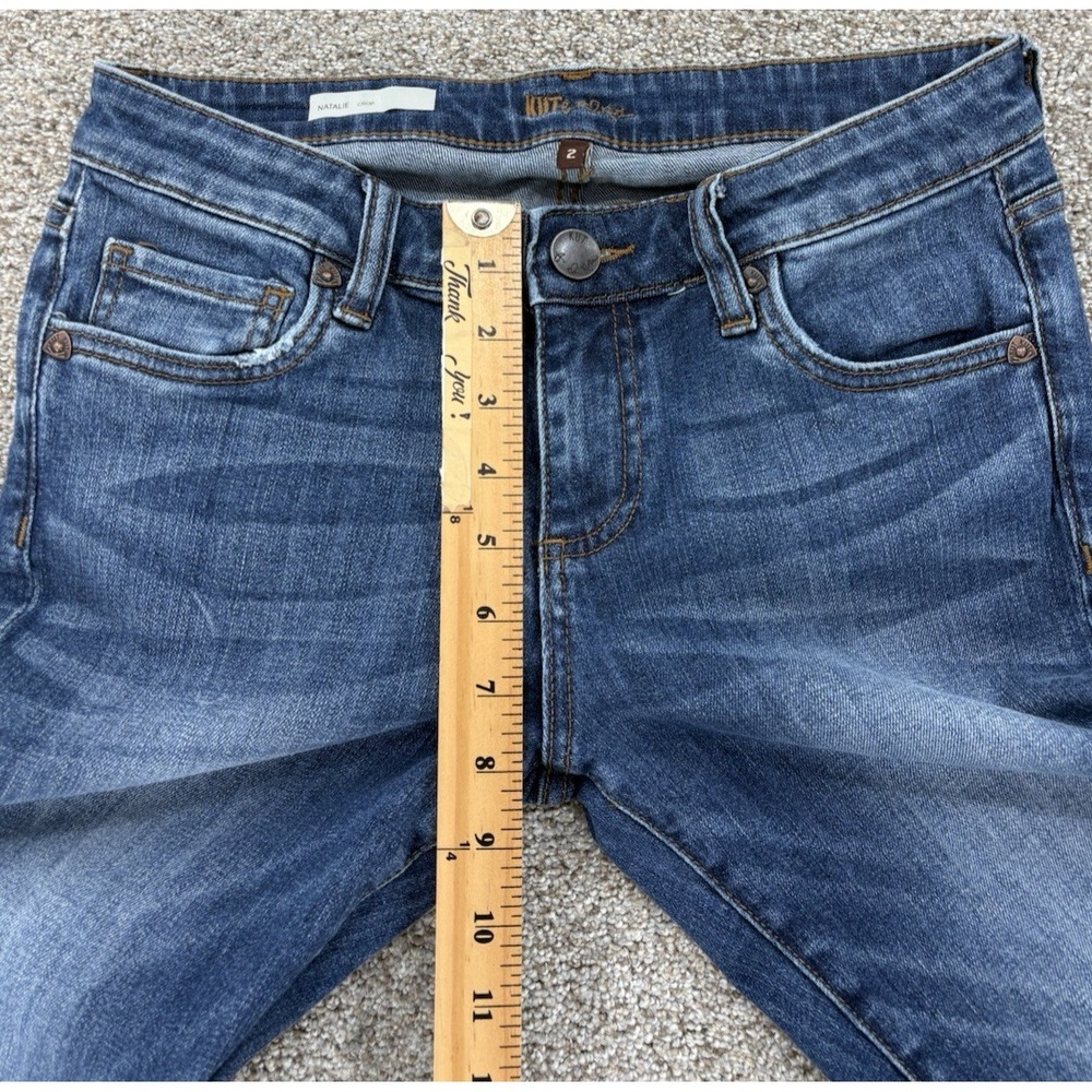 KUT From The Kloth Natalie Crop Capri Jeans Women's 2 Blue Medium Wash Stretch - Picture 8 of 9